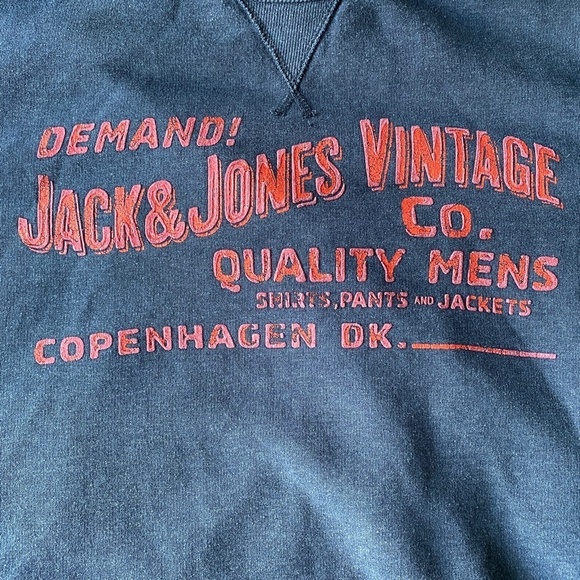 Jack & Jones Vintage Cloth Co. Men's Long‎ Sleeve Heavy Sweatshirt Charcoal Gray - Picture 7 of 12